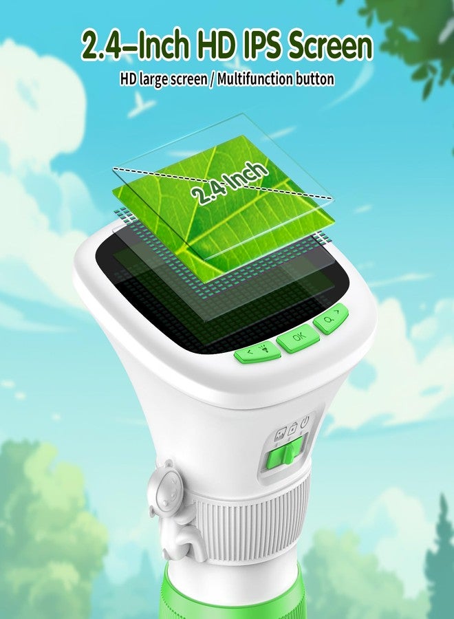 EDCREATY Microscope for Kids, EDCREATY 200X-1000X Portable Pocket Handheld Microscope, 2.4 High-Definition Screen, 200W Pixels for Birthday Christmas Holiday Toys Gifts for 5 6 7 8 9 10 11 12 Kids(White+Green) - Image 2